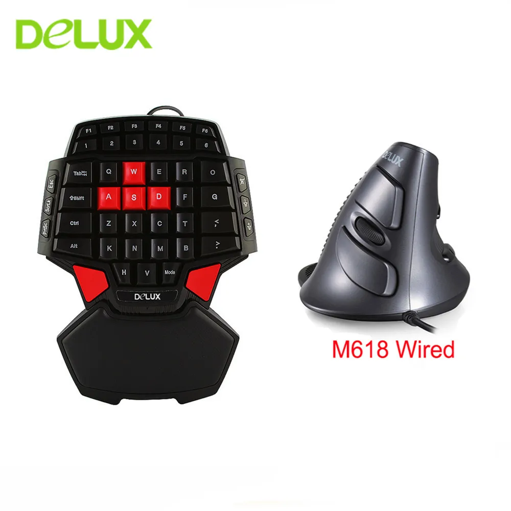 Вертикальная мышь Delux одной рукой Механическая игровая комбинации клавиш RGB
