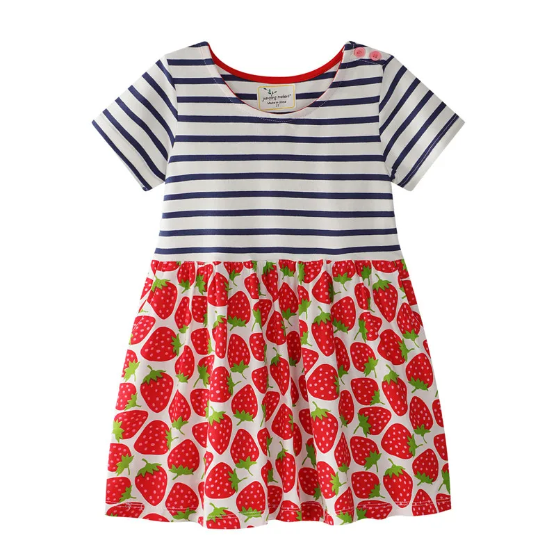 

Jumping meters Top brand summer children girl dresses cotton printed lovely baby girls clothes european and american style dress