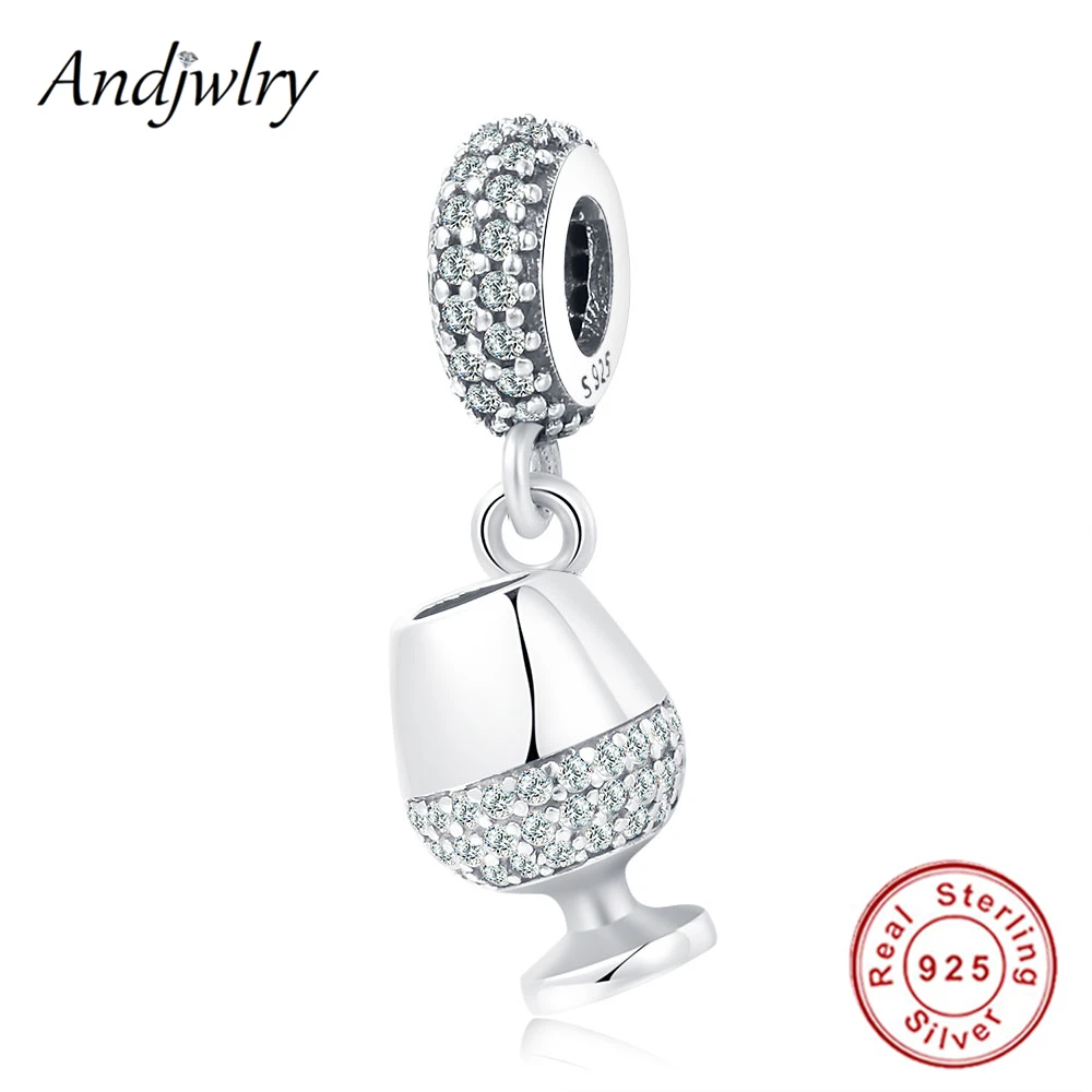 

Authentic 925 Sterling Silver Pendant Cup Charm With Clear CZ Beads Fit Original Pandora Charm Bracelet DIY Jewelry Berloque