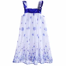Pettigirl/летнее платье принцессы без рукавов; кружевные Детские костюмы с цветочным принтом для девочек; повседневная детская одежда; GD90108-44L