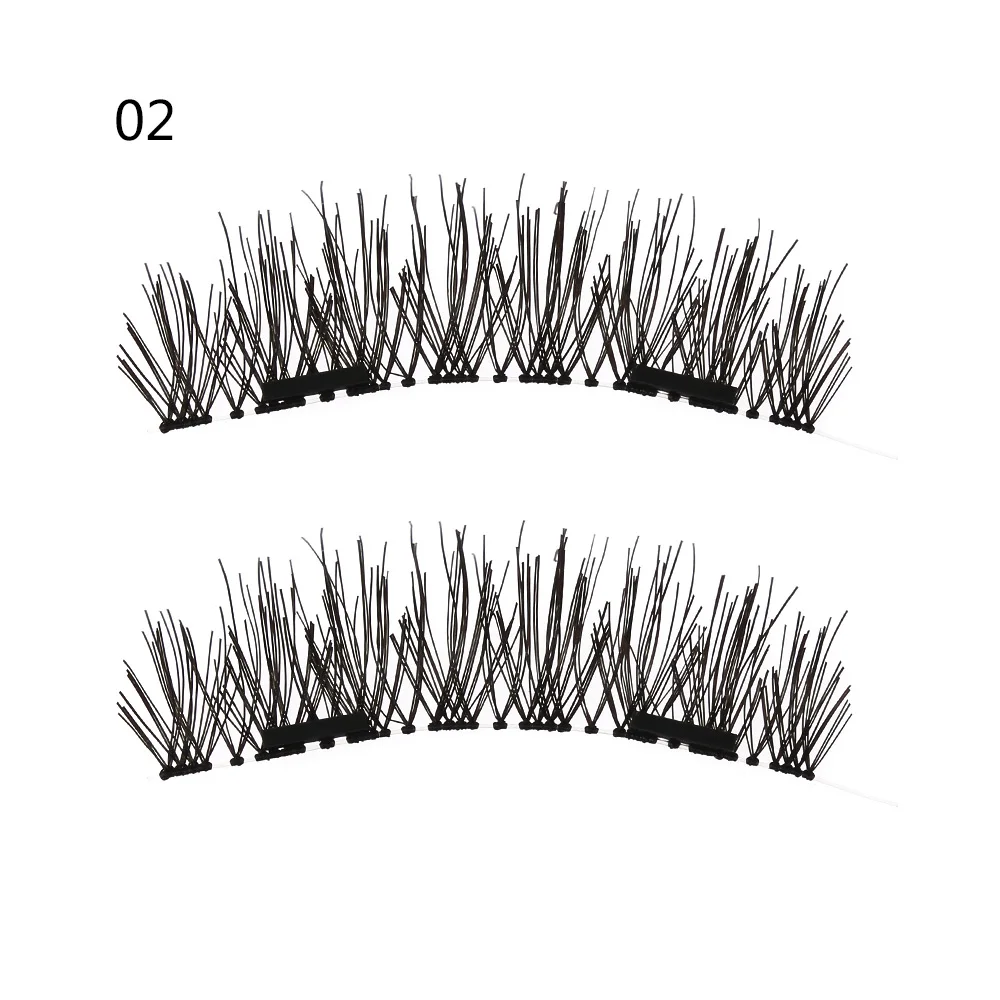 1 комплект, Двойные магнитные 3 накладные ресницы, шелковые волокна, толстые длинные магнитные ресницы ручной работы, Многоразовые Накладные Ресницы
