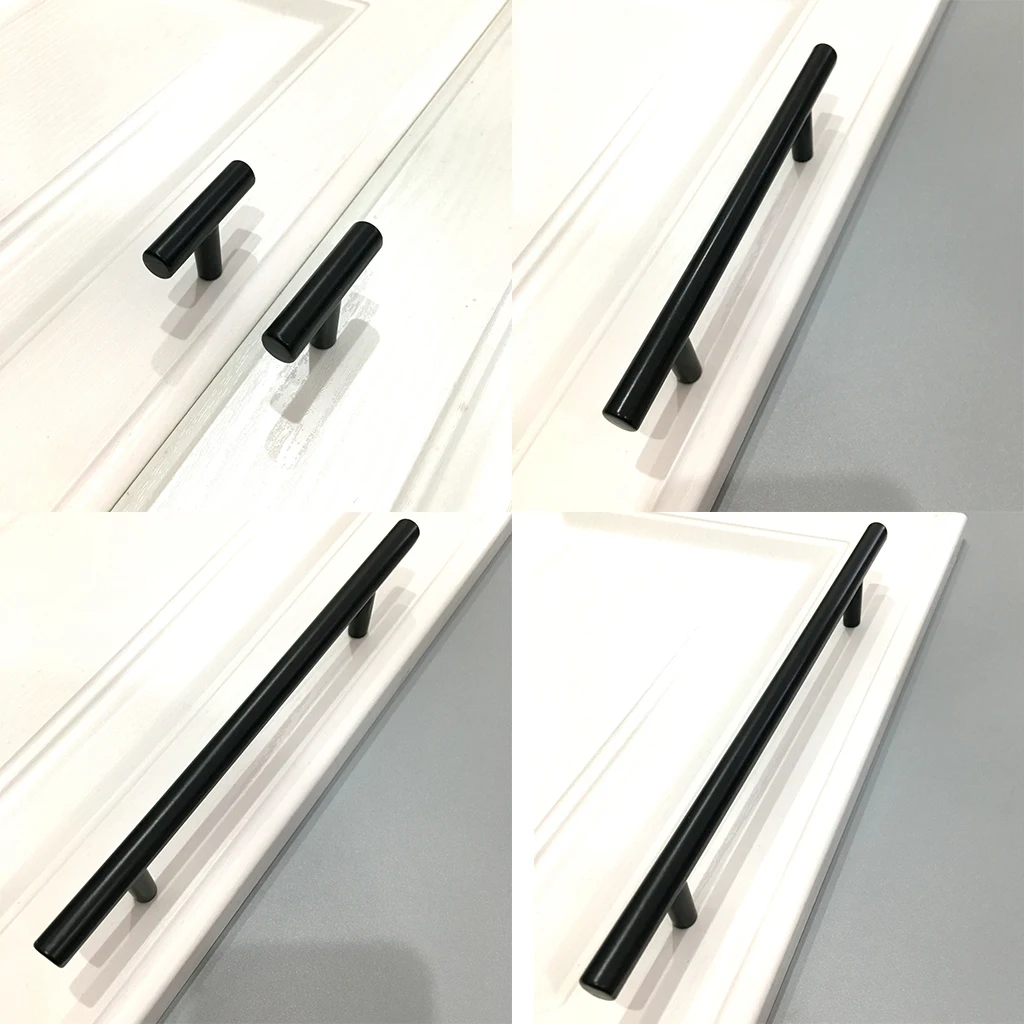Space Aluminum Kitchen Cabinet Pulls  T Bar Door Handles Drawer Knobs , Single Hole/ф 96mm/ф 128mm/ф 160mm