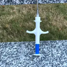 100 шт./лот 2,12*12 мм 134,2 кГц RFID стеклянная бирка для идентификации животных, ПЭТ микрочипы EM4305 со шприцем для отслеживания животных