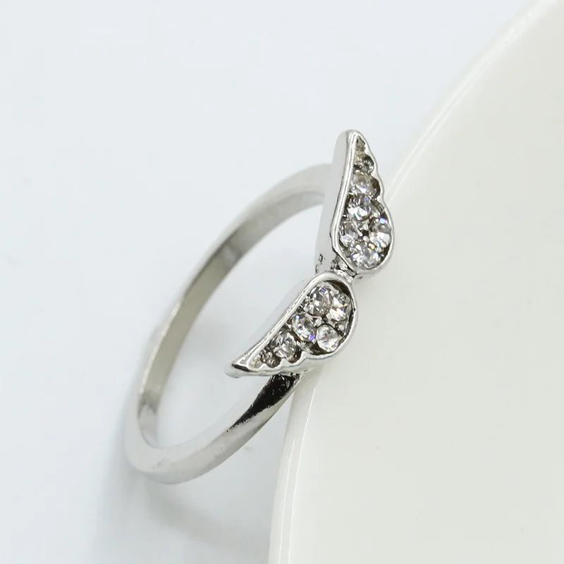 Crystal Angel Wings Rings Rhinestone Zircon Ring Women Gold Silver