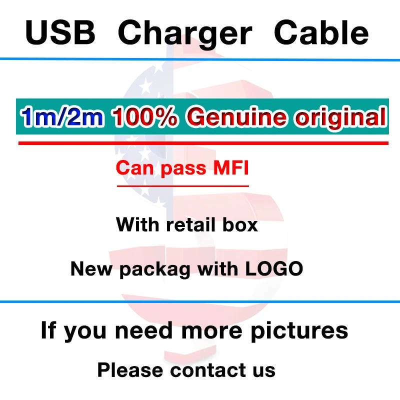 

10Pcs 100% Genuine Original 1m/2m OD:3.0mm Data USB charger Cable for iphone 5 6 6s plus 7 8 9 X XS MAX XR With retail box
