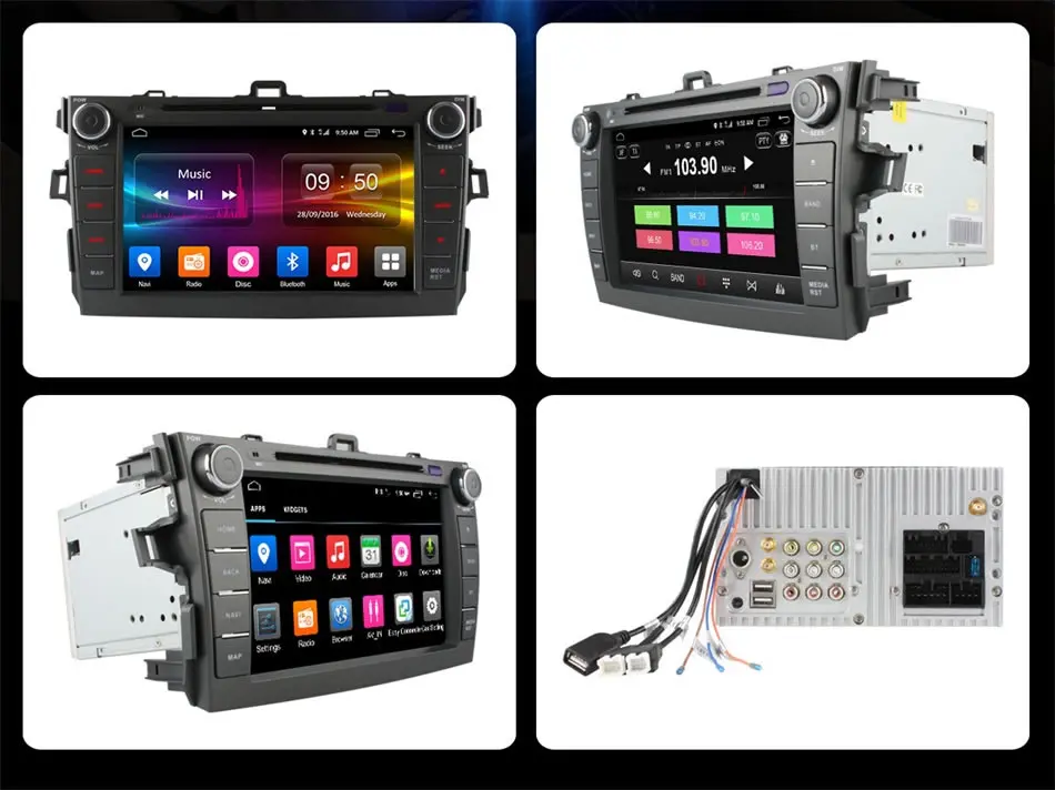 Excellent 4G Internet Quad Core 2GB RAM Android 6.0 for Toyota Corolla 2007 2008 2009 2010 2011 Car DVD Radio GPS Navigation Stereo System 12