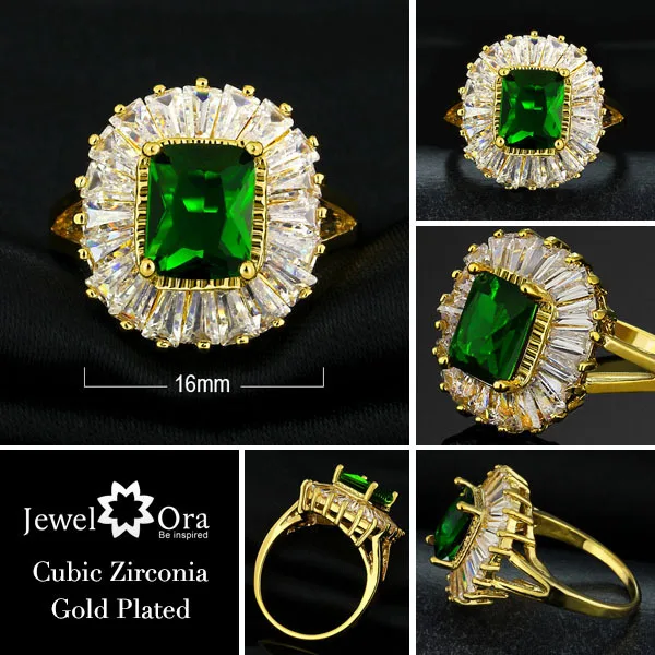 Colorful Party Jewelry AAA Cubic Zirconia Rings For Womens Gold Color Exaggerated Ring Accessories Best Gifts(JewelOra RI101288)