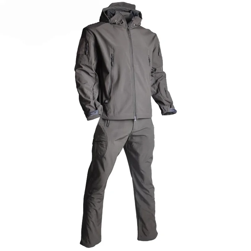 Тактическая флисовая куртка TAD, Мужская Уличная камуфляжная охотничья одежда, костюмы, военная форма, походная куртка с капюшоном+ штаны