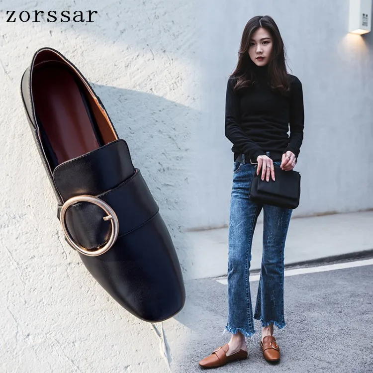 

Zorssar New Arrival Soft Leather Women Flat Heel Shoes Comfortable Leather Women Loafers Shoes Slip On Women's Flat Moccasins