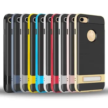 

DHL Free shipping 3 in 1 Chrome case with stand pc+tpu hard case for iphone 6 iphone 7 iphone 6 plus iphone 7 plus 100 pcs/lot