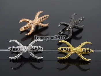 

Black Zircon Gems Stone Pave Dragon Eagle Claw Bracelet Connector Charm Beads Silver Gold Rose Gold Gunmetal 10Pcs/Pack