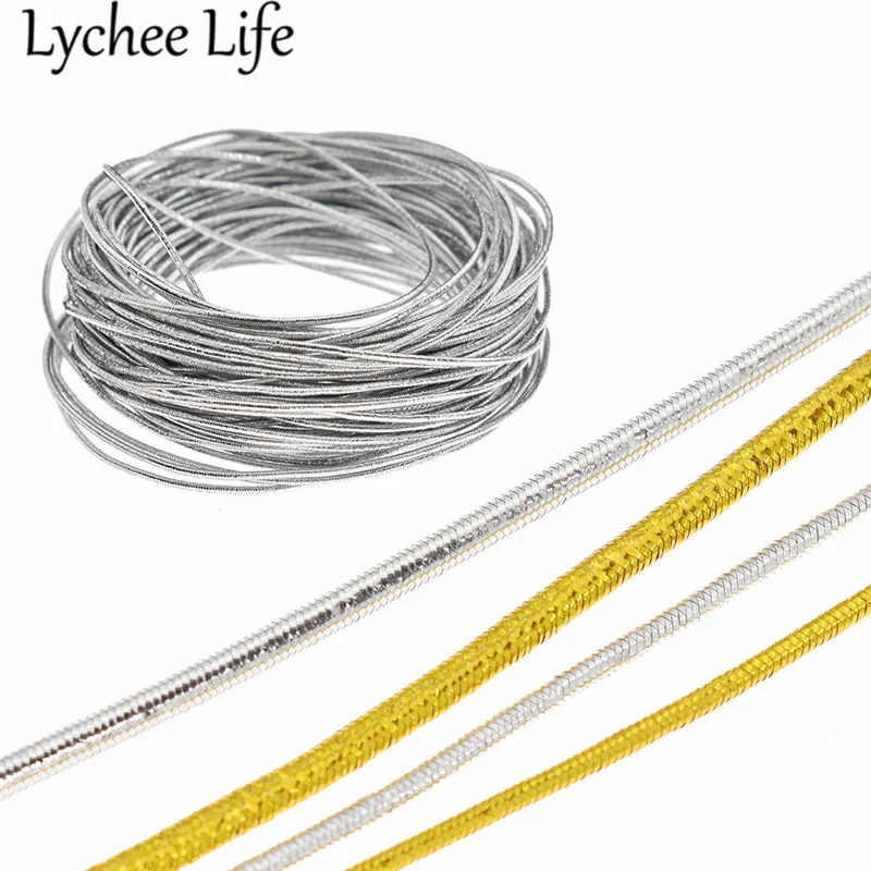 Lychee Life золотые и серебряные эластичные нитки полиэфирные резиновые чашки нитки DIY Ручная работа швейная одежда декоративные принадлежности аксессуары