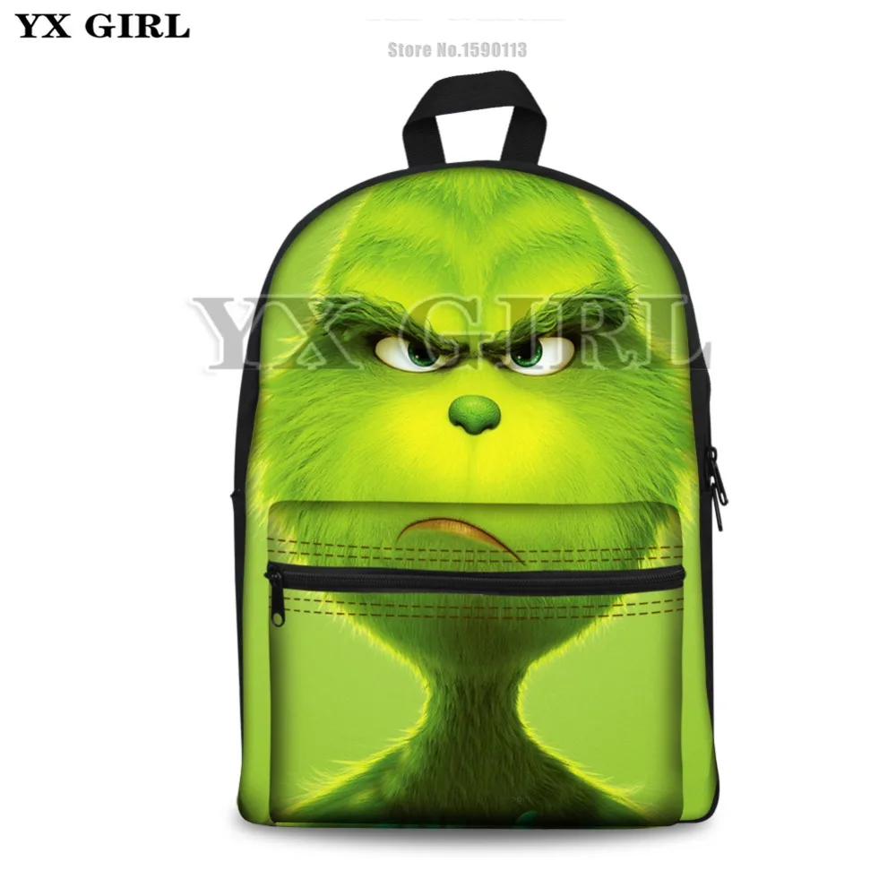 

Newest Hot Sale Cartoon Print Bag For Girls Boys The Grinch Backpack For School Bookbags For Students Children Casual Bags