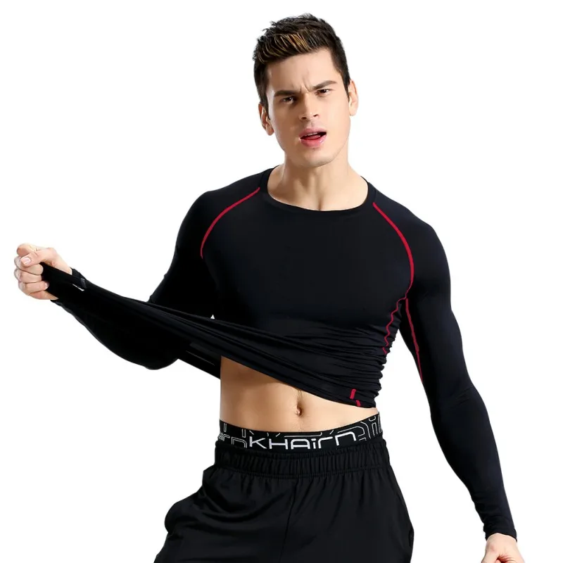 Мужская быстросохнущая футболка для фитнеса и йоги, компрессионная футболка с длинным рукавом, Мужская футболка для бодибилдинга и бега s