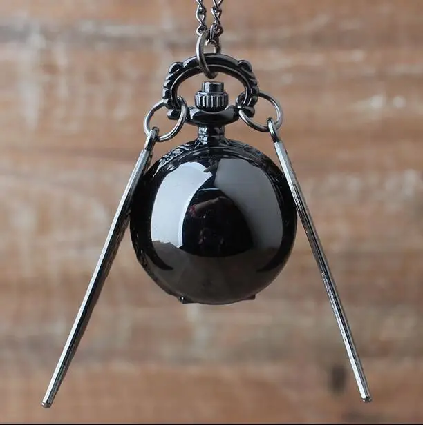 HotFashionRetroAntiqueBlackWingSnitchBallQuartzPocketWatch