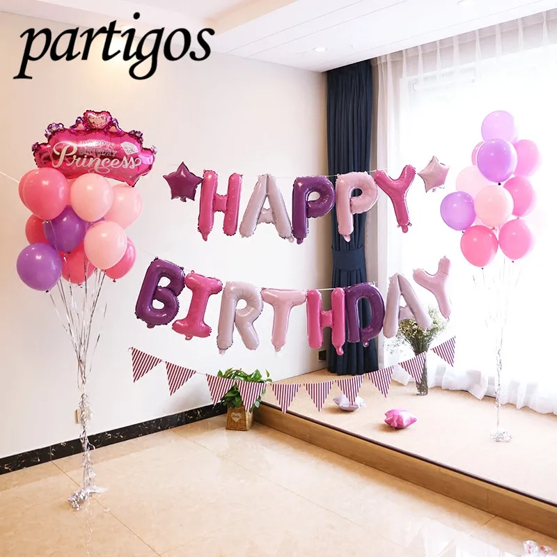 Feliz cumpleaños globo aire cartas Alphabe Rosa hoja de oro globos niños juguete boda fiesta cumpleaños de helio globos fiesta globo