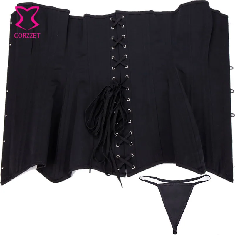 Черный атласный Бурлеск Корсеты и бюстье готическая одежда со стальными косточками овербюст длинный корсет стимпанк рок корсетт для женщин