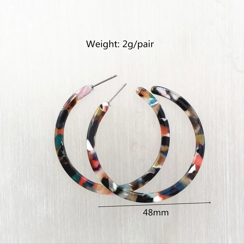 UJBOX 2018 Colored Acetate Earrings women Large Leopard Resin Acetic Acid Hoop Earrings Factory Wholesale Wedding Party Gift - Image 5