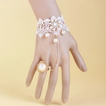 Готический дворец ретро ювелирные изделия ручной работы очаровательные женские узор кружева имитация жемчуга браслеты на пальцы браслеты