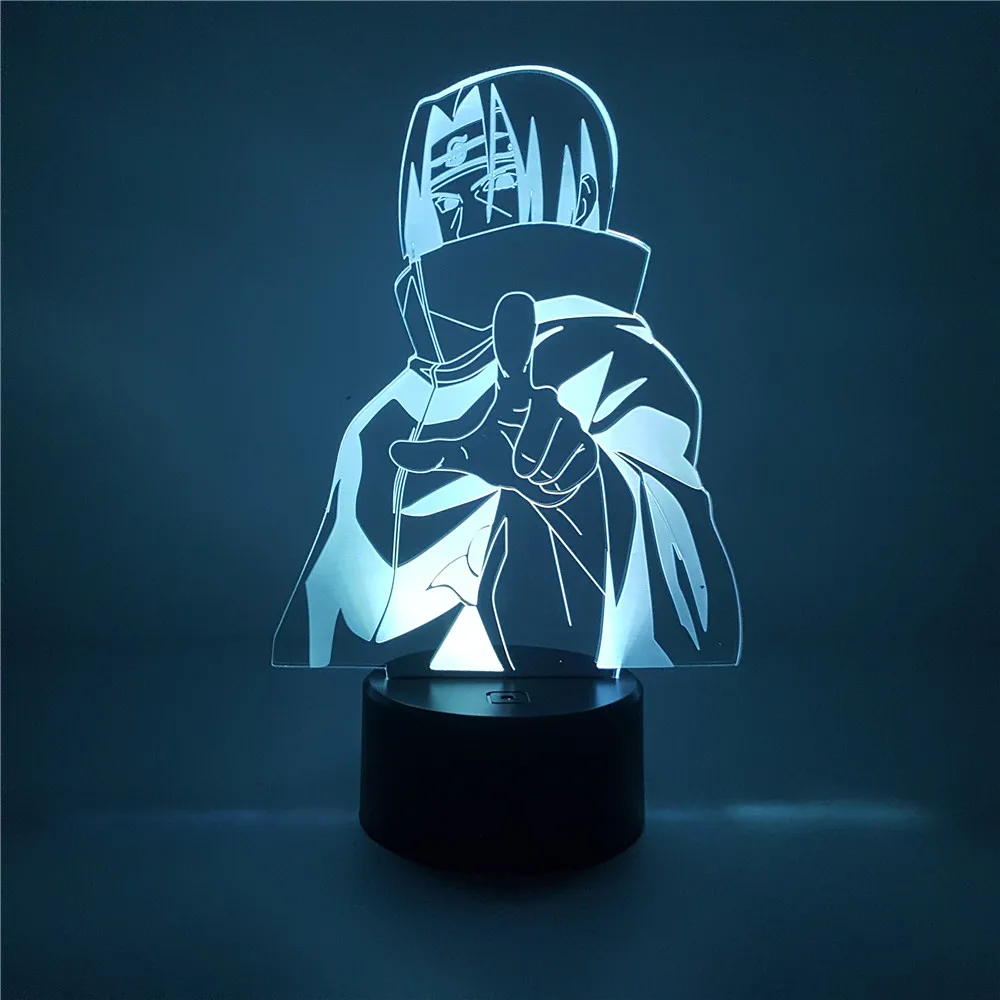 Фигурка Наруто Uchiha Itachi светодиодный 3D ночник изменяющийся акриловый визуальная