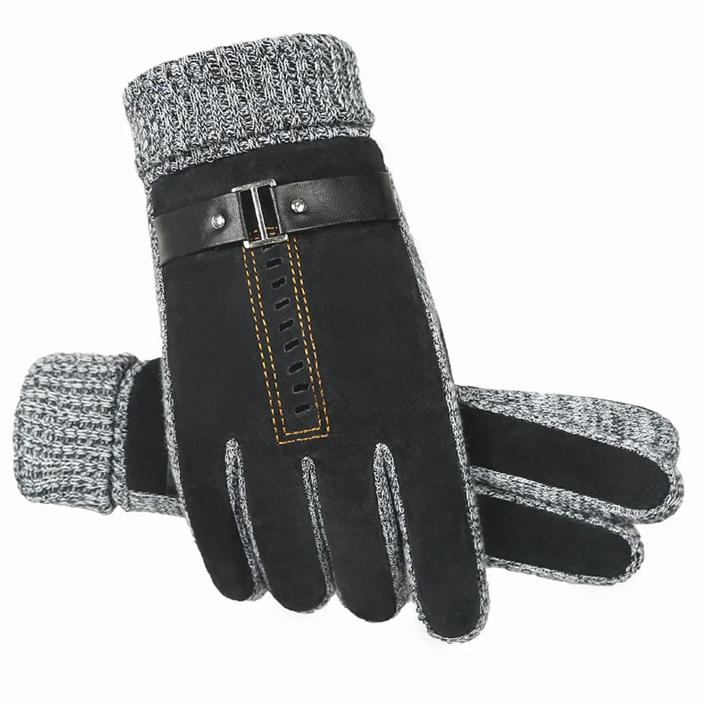 Новые мужские перчатки зимние ветрозащитные уличные перчатки из искусственной кожи прочные толстые теплые мягкие перчатки#1116 - Цвет: Черный