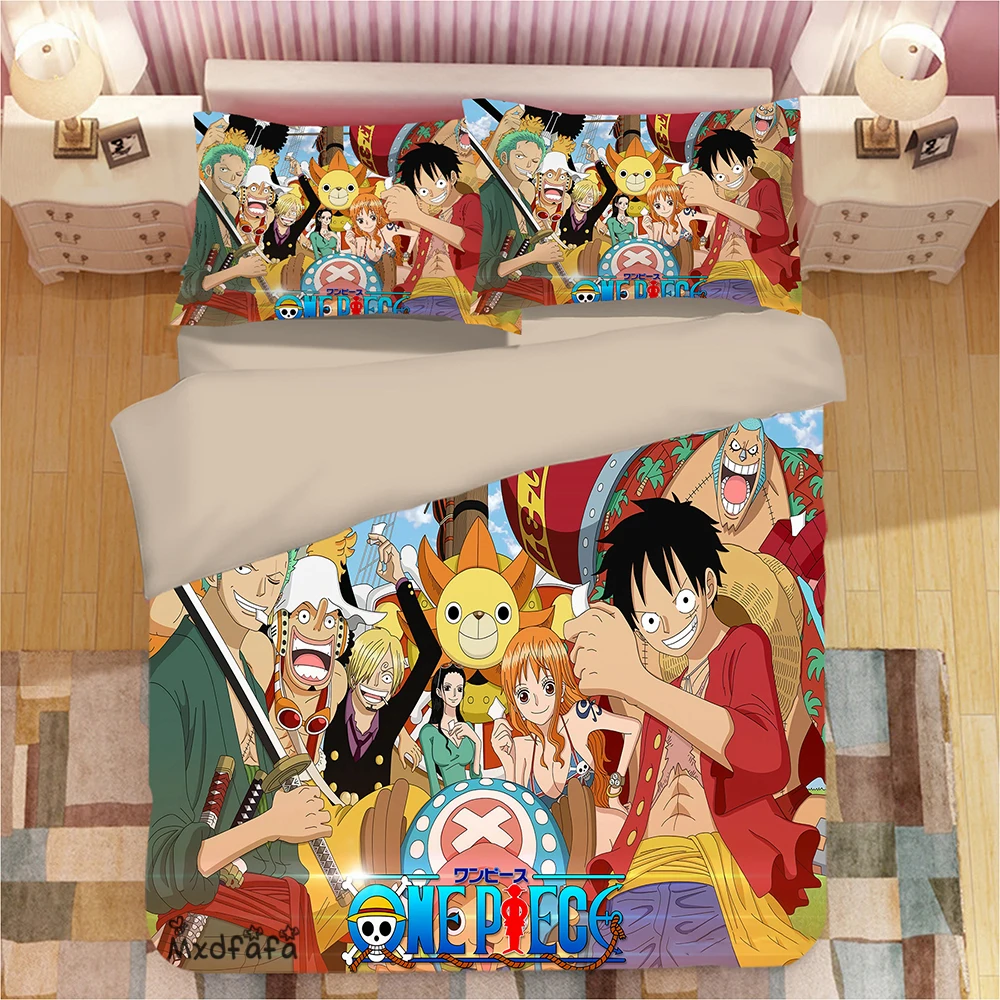Anime One Piece Bedding Set Duvet Cover Sheet Cotton Fitted BedSheets Pillowcase