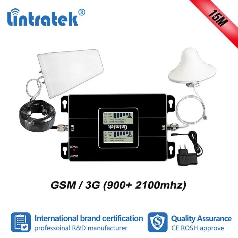 

Lintratek 2G 3G 900 2100mhz Signal Booster GSM 900 WCDMA 2100 Repeater Cellular Amplifier Repeater 3g LCD Display from Russia S4