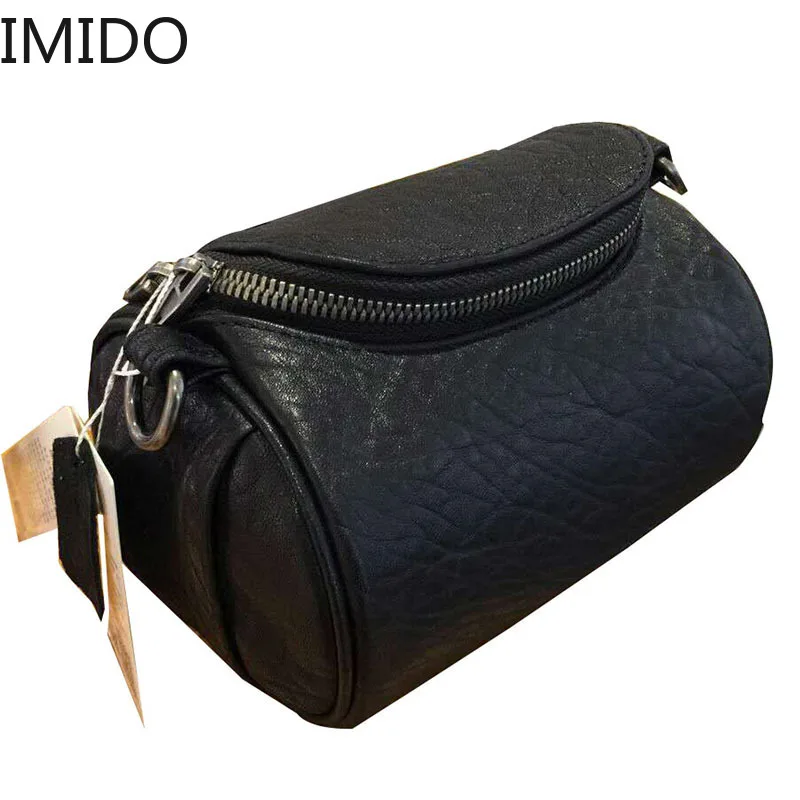

IMIDO 2019 New Sheepskin Drum Rivet Pillow Lady Single Shoulder Slant Bag Handbags Famous Brands Womans Brand Designers 2018
