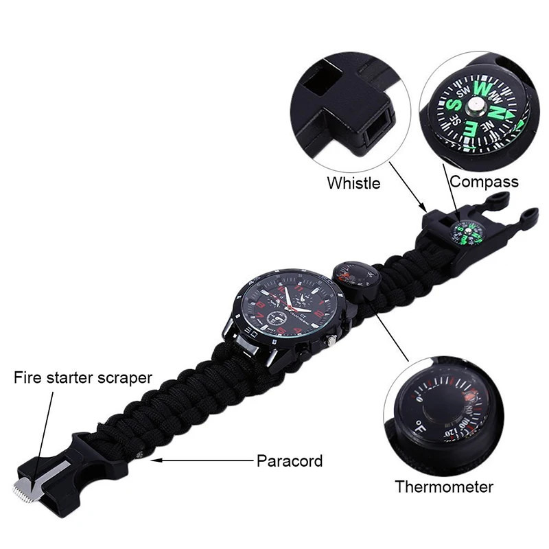 EDC-Tactical-multi-Outdoor-Camping-survival-bracelet-watch-compass-Rescue-Rope-paracord-equipment-Tools-kit (1)