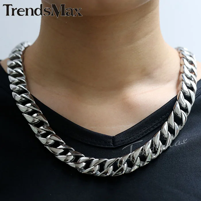 Тяжелая Мужская цепь Trendsmax 13 мм ожерелье для мальчиков гладкая панцирная