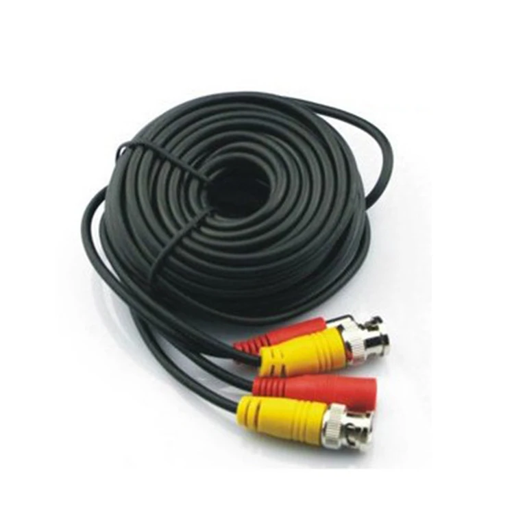 ФОТО freeshipping 50m CCTV Cable BNC + DC plug cable for CCTV Camera and DVRs black color coaxial Cable