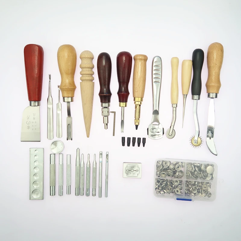 

New Professional Leather Craft Hand Tools Handmade Leather Tools Kit for Hand Stitching Sewing Stamping DIY Leather Tool Set