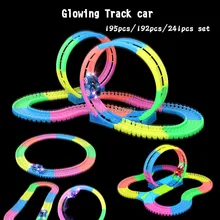 Twister Tracks 360 loop set glowing in the dark tracks slot DIY assembly toy flexible glow