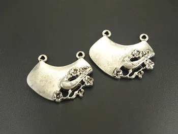 

Antique Silver 3 Pcs Antique Silver Filigree Bird Necklace Charm Jewelry Findings Connector Silver A421