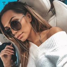 Marca redonda óculos de sol feminino luxo sem aro feamle tons europa popular ins óculos de sol lunettes de sol femme