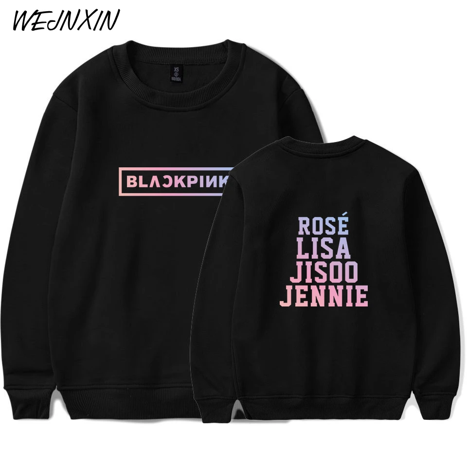 WEJNXIN Kpop Blackpink Hoodies Women Men Team Member Name Capless Sweatshirt Girl Group Kpop 