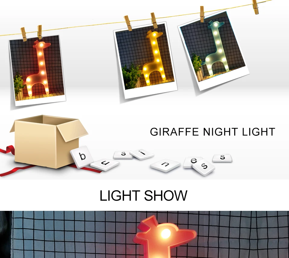 Children's Night Light Giraffe Novelty LED Night Light 3W AA Battery Powered Atmosphere Light Bedside Room Decor For Kids (1)