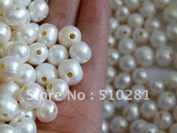 

Free shipping !! 2000piece 9-10mm 2mm hole White Freshwater pearl beads