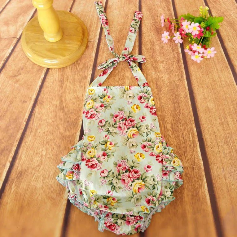 

Free shipping Princess flower cotton bubble romper Children's kids floral cotton playsuits baby girls cotton floral garments