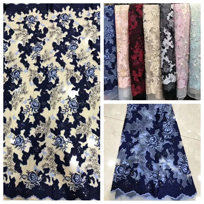 LASUI 1y = 1 лот 8 цветов тяжелые накладные цветы+ Блестки изысканная вышивка Сетка кружевная ткань diy платье Чонсам великолепное X0386