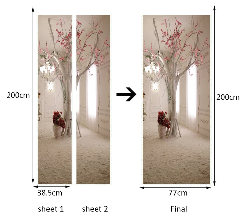 3D космическое Цветочное дерево настенная рулон гостиная спальня Дверь Наклейка Фреска дверь украшение обои самоклеющиеся обои 3D