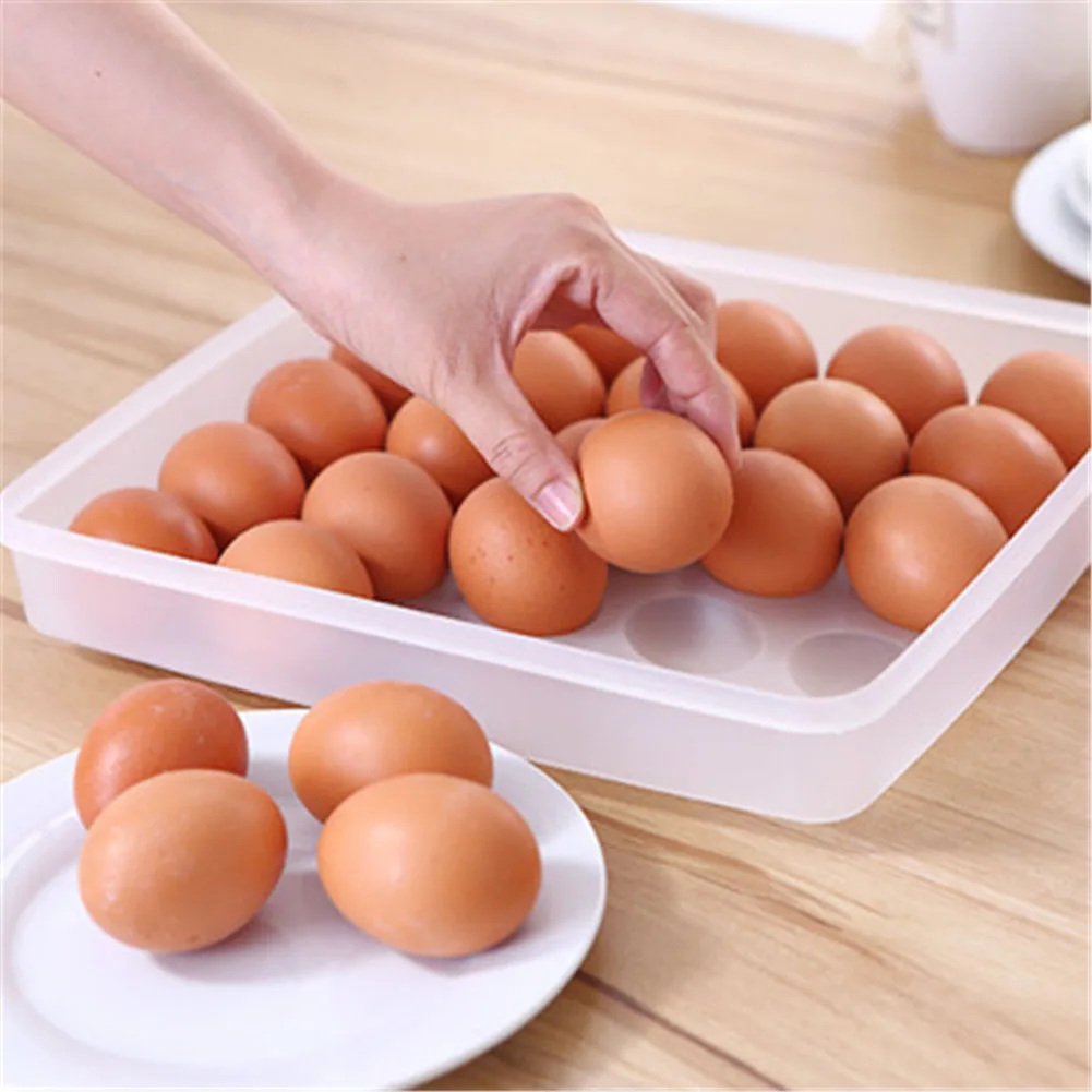 Durable Transparent Plastic 24 Grids Home Kitchen Refrigerator Egg Storage Box Container Holder Shelf Case with cover