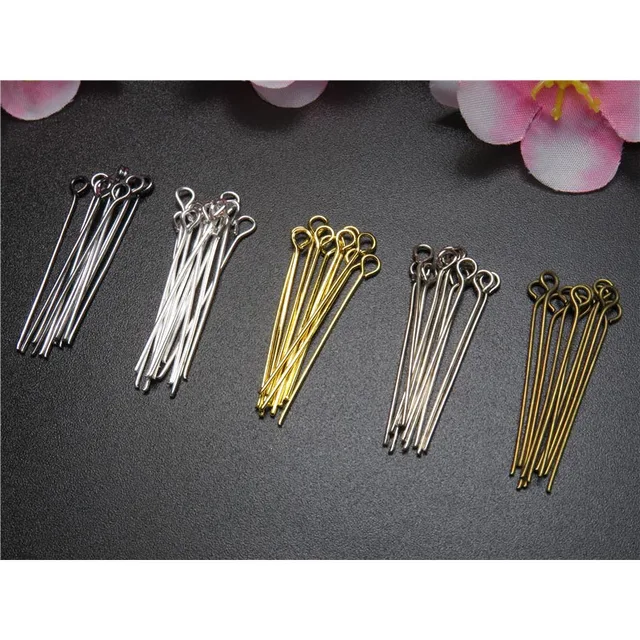 100Pcs 16-50mm 14/18K Gold Plated Eye Flat Head Pins Needle Ball