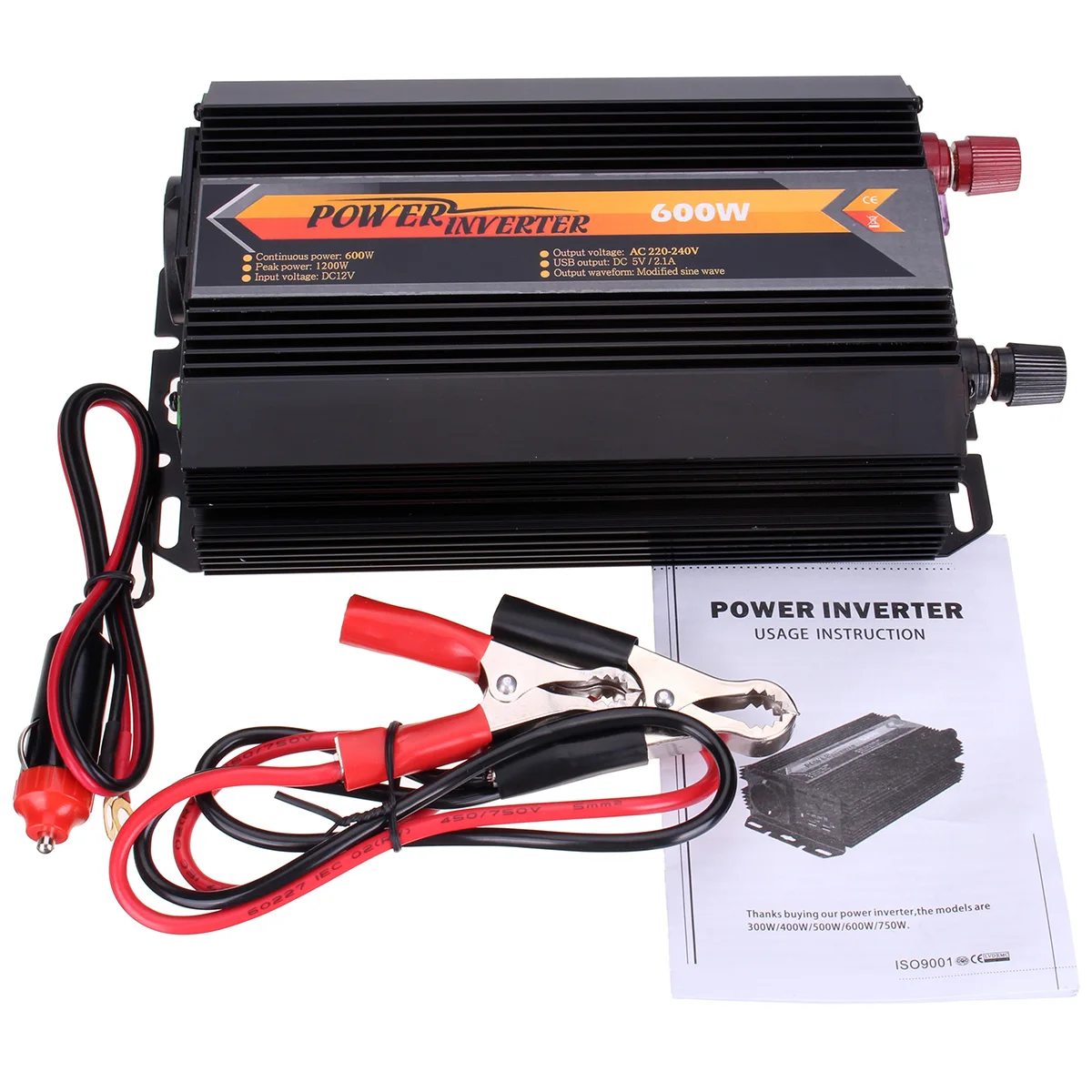 

1200W Max 600W Solar Power Inverter DC 12V to AC 220V Modified Sine Wave Digital Display Dual USB Converter Supply Car Auto