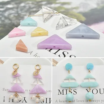

Diy accessories of fresh resin triangle straight hole earrings handmade clamping earring home-made materials