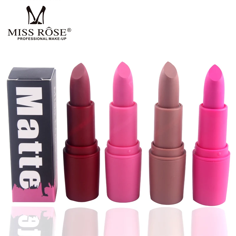 New MISS ROSE Lipstick Matte Waterproof Velvet Lip Stick 18 Colors Sexy Red Brown Pigments Makeup Matte Lipsticks Beauty Lips