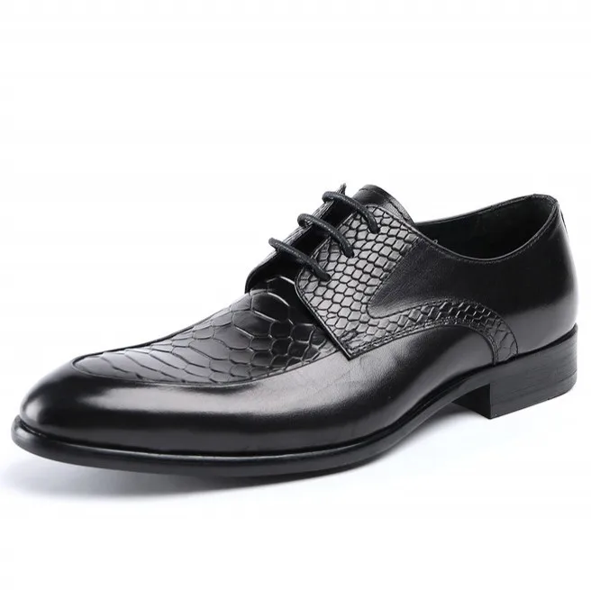 

Snake Print Men Shoes Leather Lace Up Cow Leather Oxford Shoes For Men New Spring Autumn Dress Party Formal Shoes JS-A0076