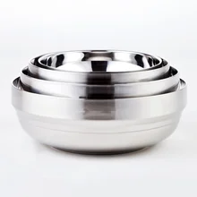 High Quality Diameter 14cm-20cm Safe Double Wall Thermal Insulation Stainless Steel Bowl Soup Bowls Dinner Salad Bowl To Family