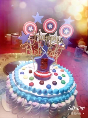 День рождения Фигура номер звезда свеча Капитан Америка синий щит свеча мальчик детей, дети, ребенок свечи для торта домашний декор