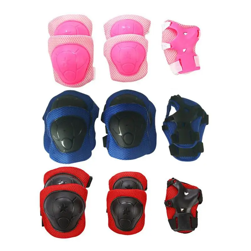 

6 Pieces Per Set Children Bicycle Skateboard Skating Protective Gear Sets Knee Elbow pads Thickened Soft Knee Protective